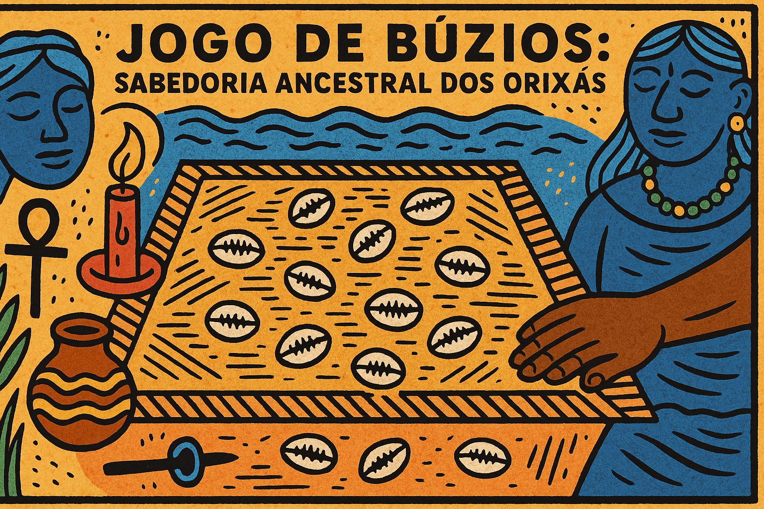 imagem de jogo de búzios com elementos espirituais afro-brasileiros
